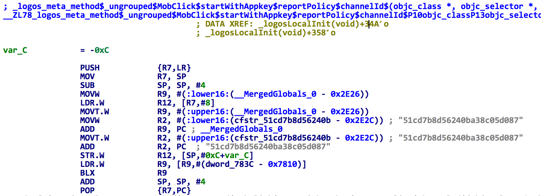 Figure 2. The spad.dylib changes app key in MobClick SDK